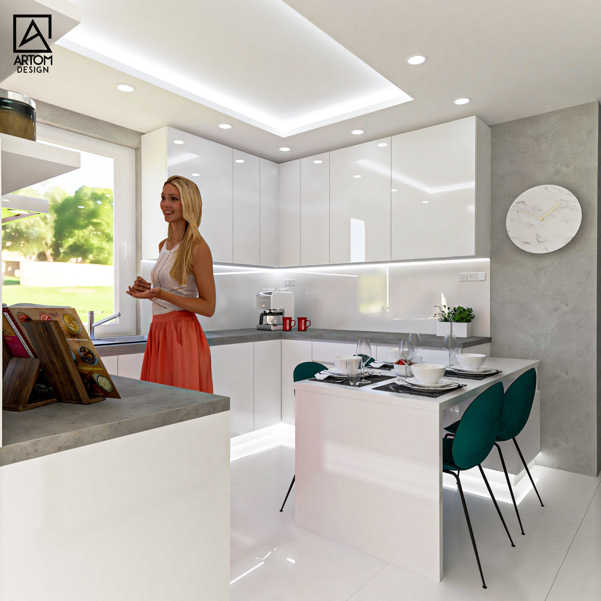 Biela leskla kuchyna