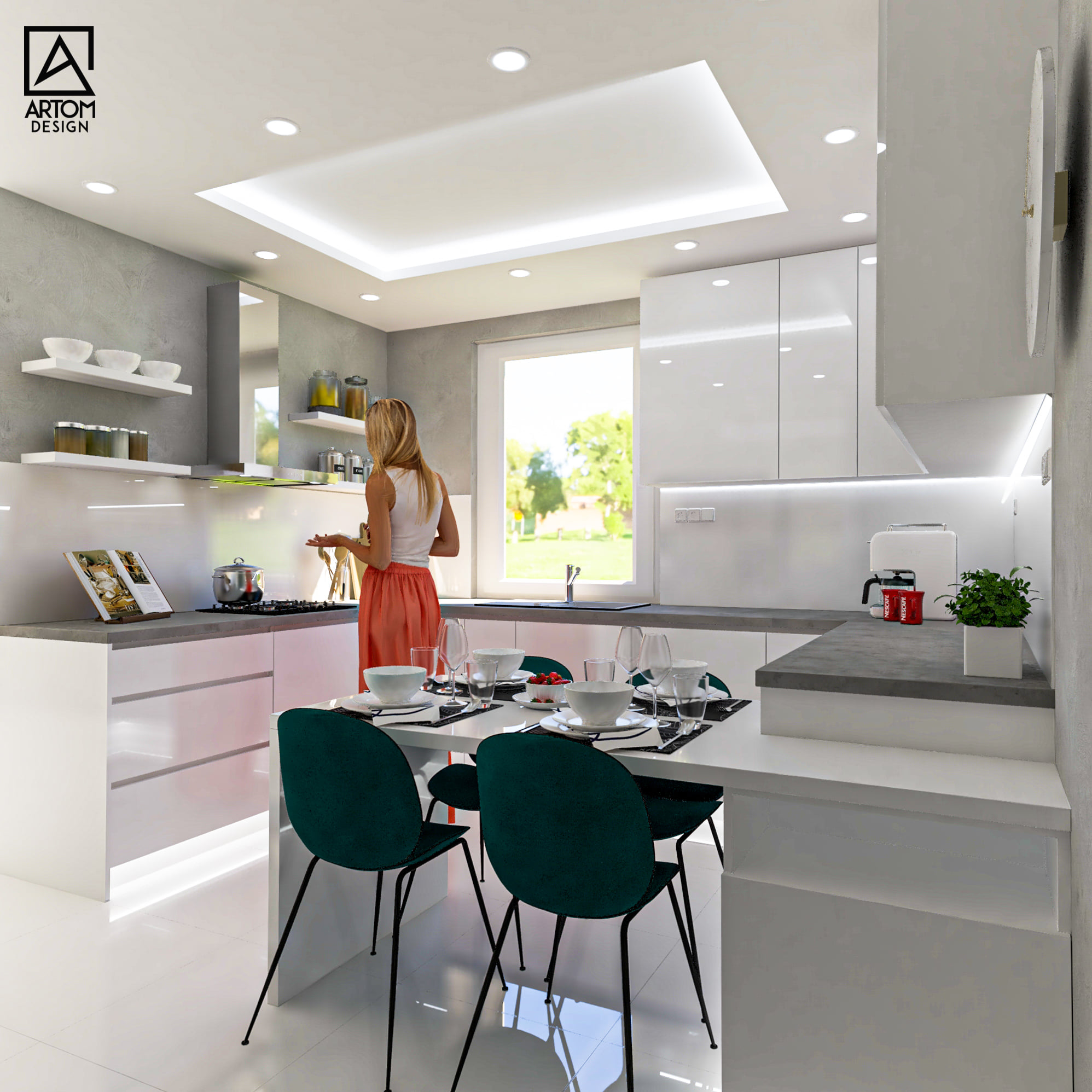 jedalensky stol napojeny na kuchynsku linku