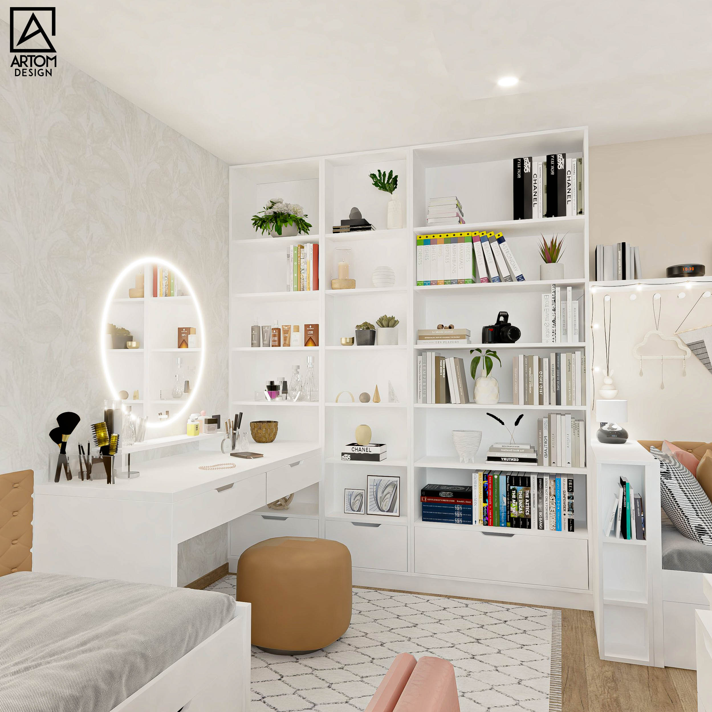 kniznica s kozmetickym stolikom