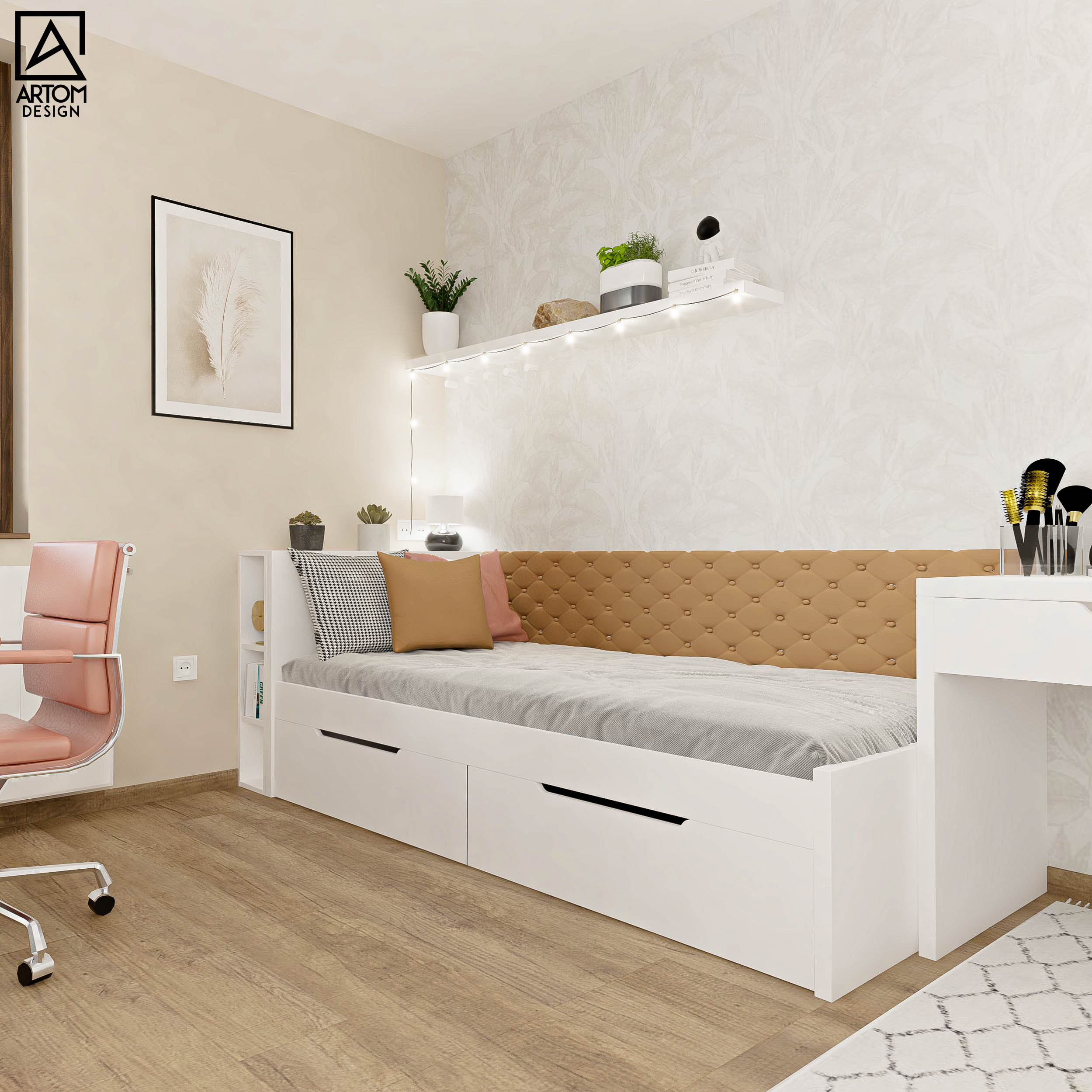 postel s calunenou zastenou