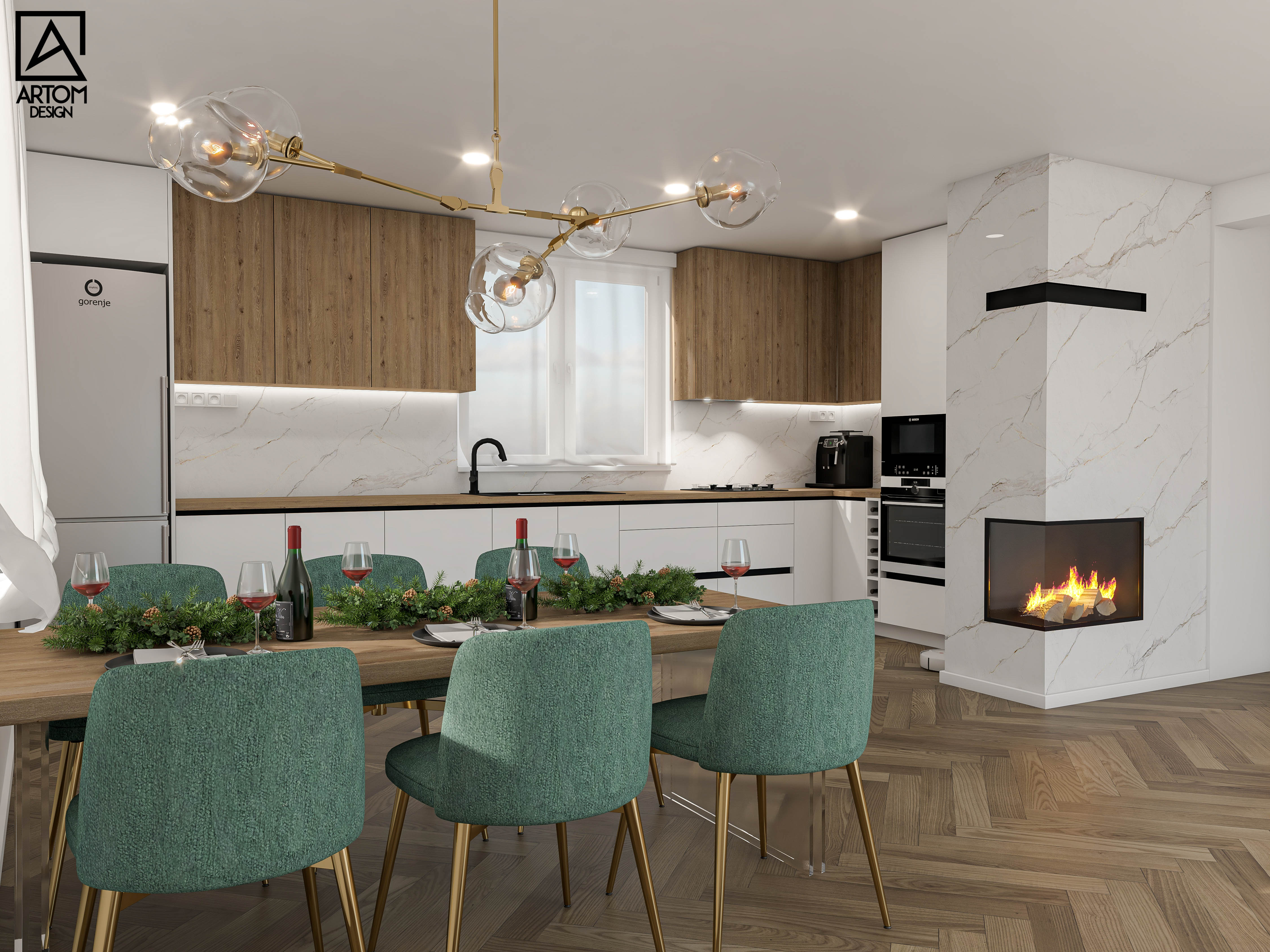 vizualizacia kuchyne bielo hneda